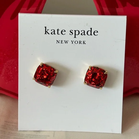 NWT! Kate Spade Glitter Crystal Square Stud Earrings - Picture 4 of 5